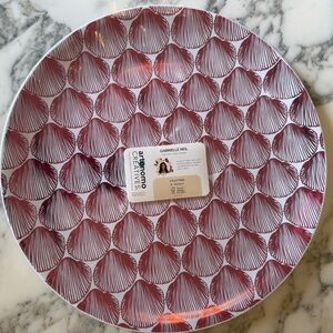 NWT Set of 3 Artonomo Creatives Red Seashell 16” Round Melamine Serving Platters